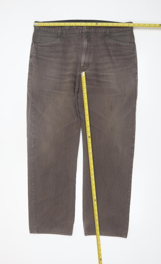 Marks and Spencer Men's Brown Straight Denim Jeans 38W 31L Regular Fit