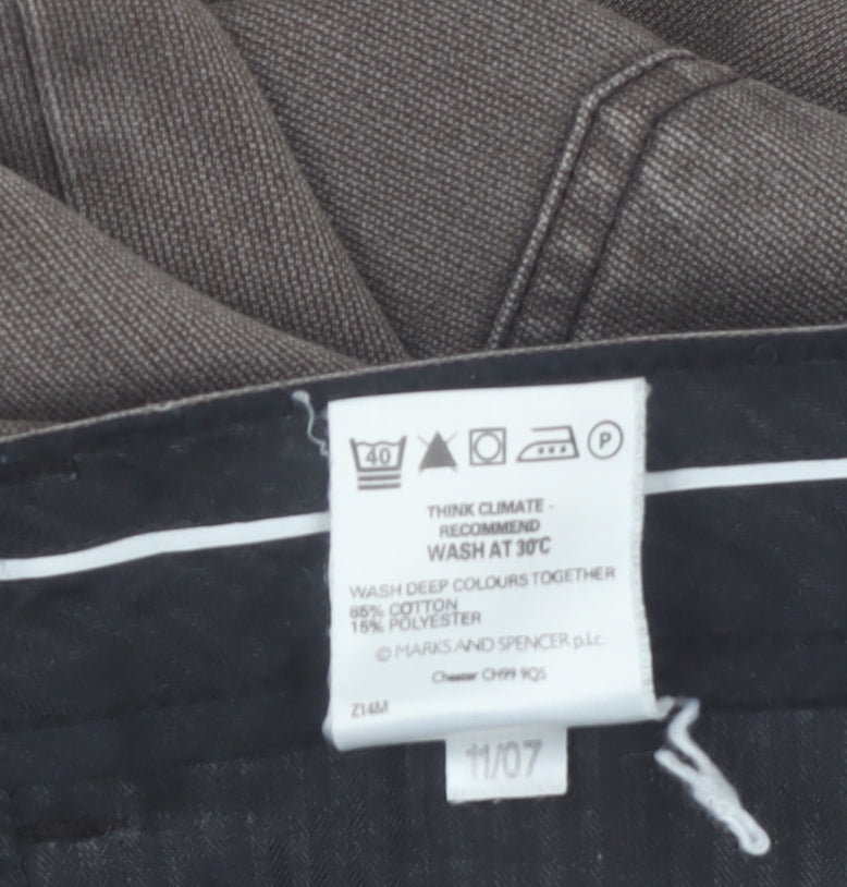 Marks and Spencer Men's Brown Straight Denim Jeans 38W 31L Regular Fit