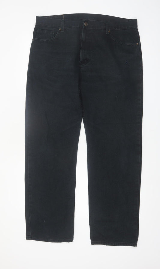 Marks and Spencer Men's Black Straight Leg Jeans 38x31 Cotton Denim