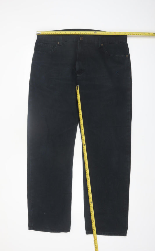 Marks and Spencer Men's Black Straight Leg Jeans 38x31 Cotton Denim