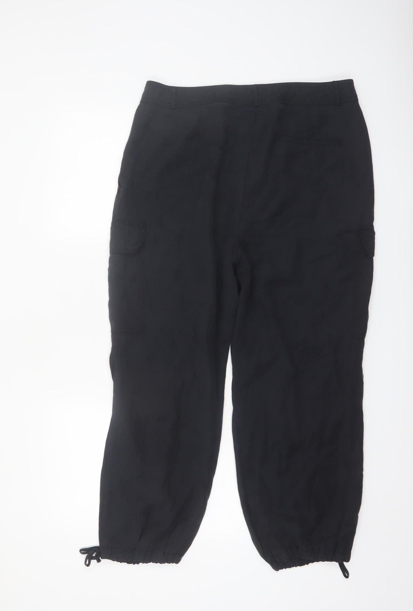 Marks and Spencer Womens Black Cargo Trousers Size 16 Short Modal Blend