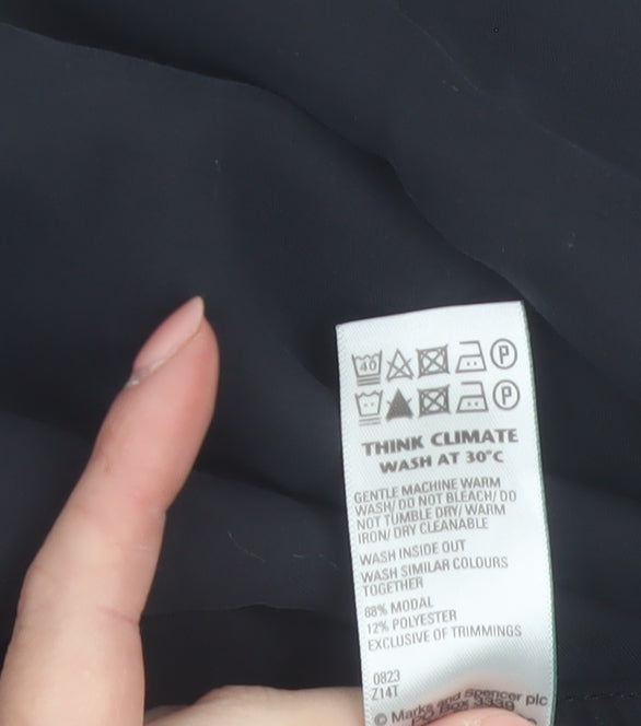 Marks and Spencer Womens Black Cargo Trousers Size 16 Short Modal Blend