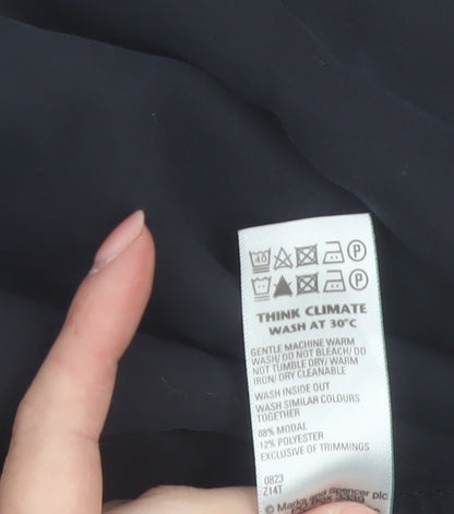 Marks and Spencer Womens Black Cargo Trousers Size 16 Short Modal Blend