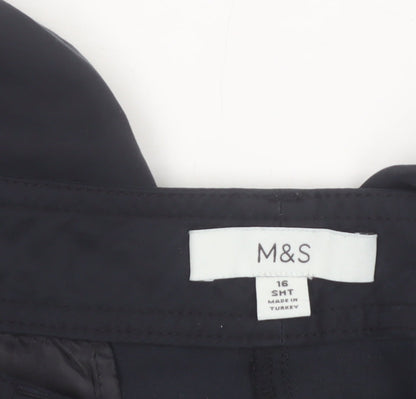 Marks and Spencer Womens Black Cargo Trousers Size 16 Short Modal Blend