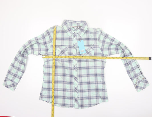 Animal Womens Blue Checked Cotton Button-Up Shirt Size 12