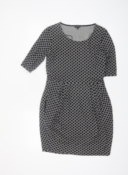 River Island Women’s Black Geometric Bodycon Dress Size 14