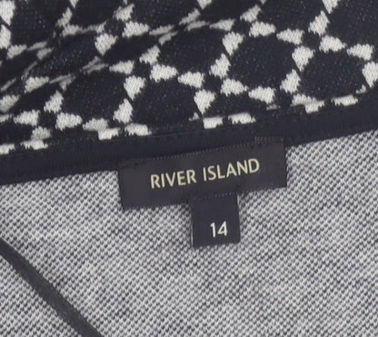 River Island Women’s Black Geometric Bodycon Dress Size 14