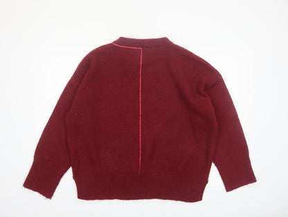 Diesel Women's Burgundy Wool Blend Pullover Jumper Size M