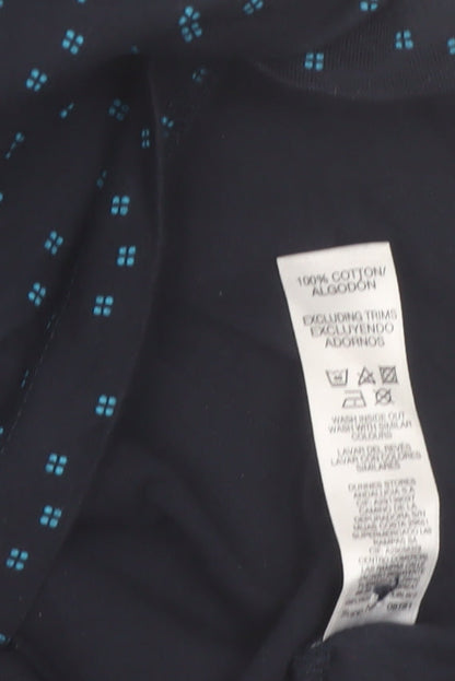 Dunnes Stores Men's Black Geometric Cotton Polo Shirt XL Regular Fit