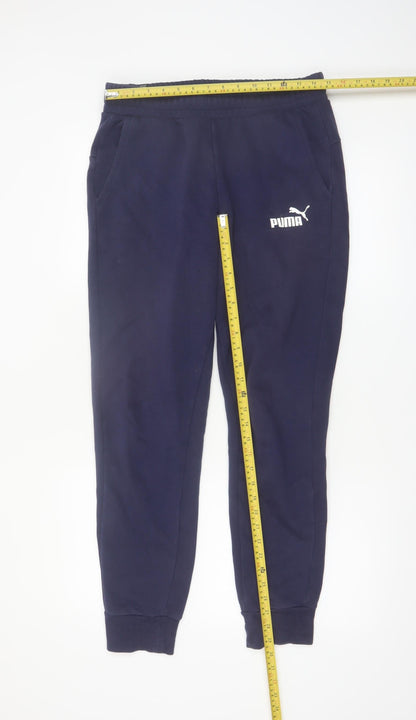 Puma Men's Blue Jogger Trousers Size M Elastic Waist Fleece