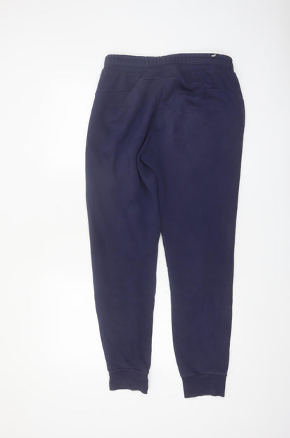 Puma Men's Blue Jogger Trousers Size M Elastic Waist Fleece