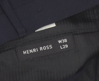 Henri Ross Men's Black Dress Pants 38W 29L Regular Fit Formal Trousers