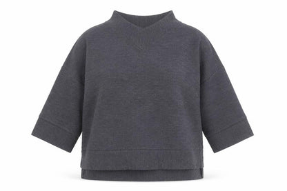 French Connection Womens Grey Mock Neck 3/4 Sleeve Top XS