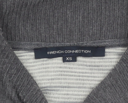 French Connection Womens Grey Mock Neck 3/4 Sleeve Top XS