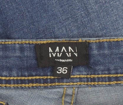 boohooMAN Men's Blue Slim Fit Denim Jeans Size 36 Mid Rise Skinny Style