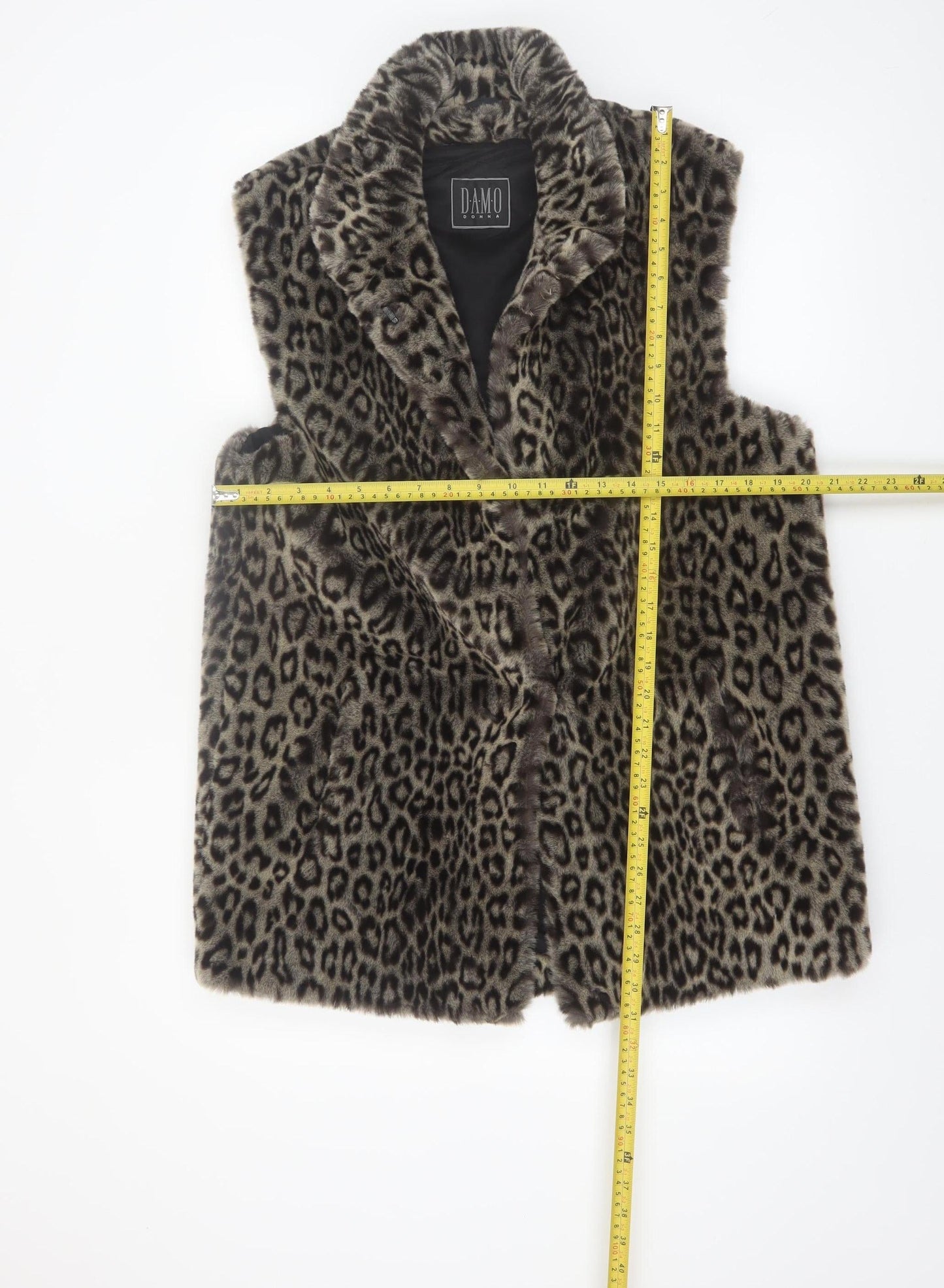 Damo Donna Women's Brown Leopard Faux Fur Waistcoat Size 10