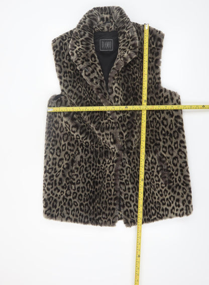 Damo Donna Women's Brown Leopard Faux Fur Waistcoat Size 10