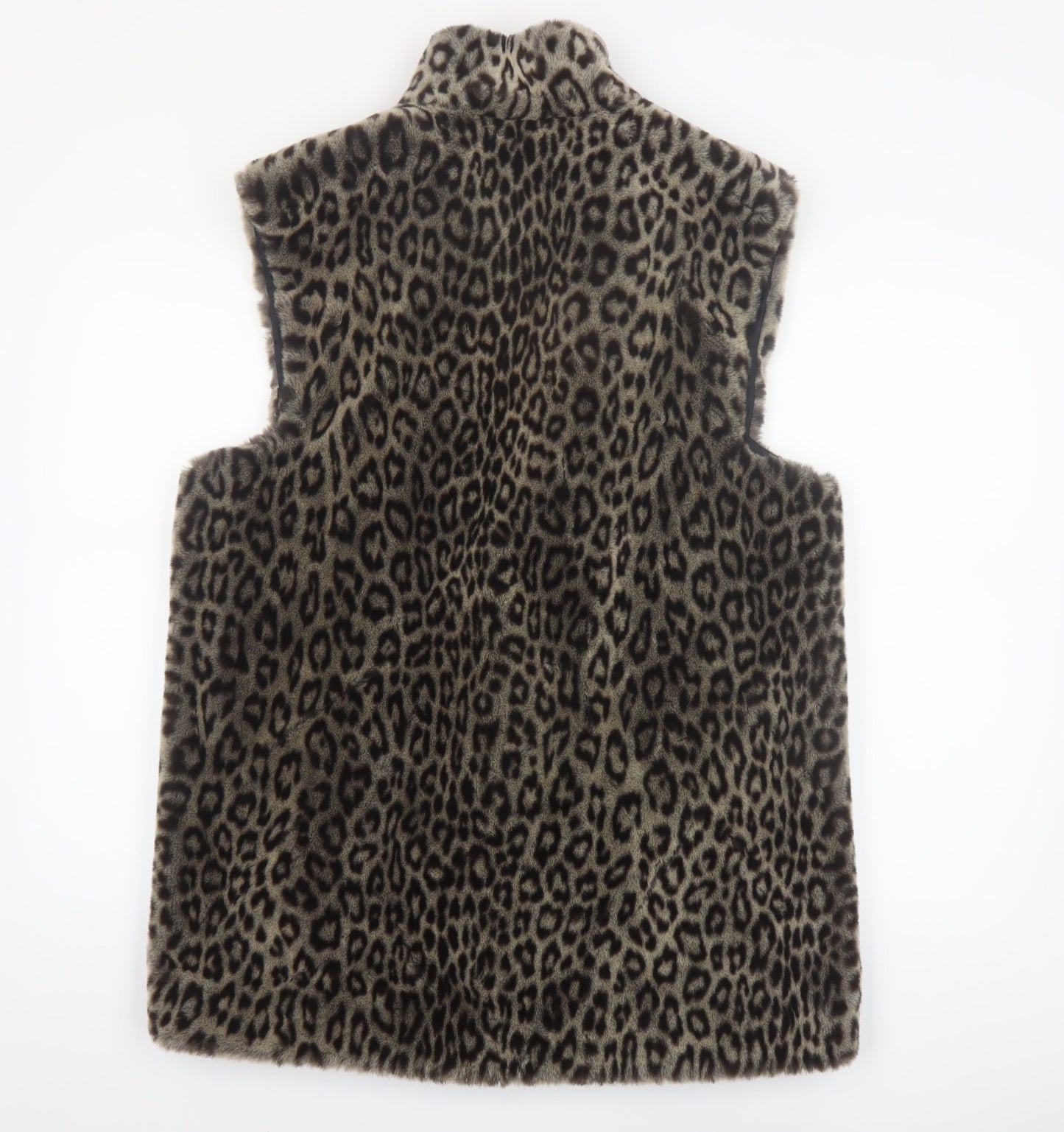 Damo Donna Women's Brown Leopard Faux Fur Waistcoat Size 10