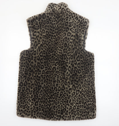 Damo Donna Women's Brown Leopard Faux Fur Waistcoat Size 10