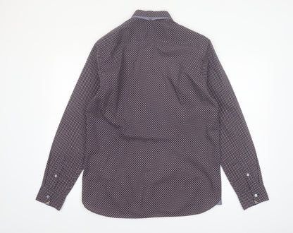 Ted Baker Men’s Blue Geometric Long Sleeve Cotton Shirt Size L