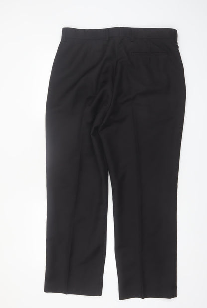 Cedarwood State Men's Black Regular Fit Dress Trousers W36
