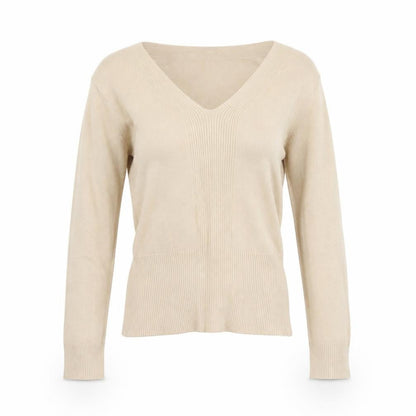 Paramour Collection Women’s Beige V-Neck Slim Knit Jumper Size S