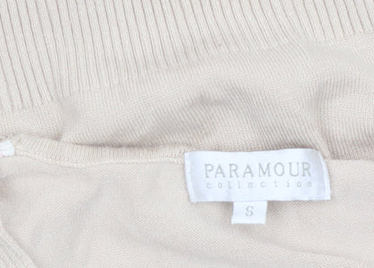 Paramour Collection Women’s Beige V-Neck Slim Knit Jumper Size S