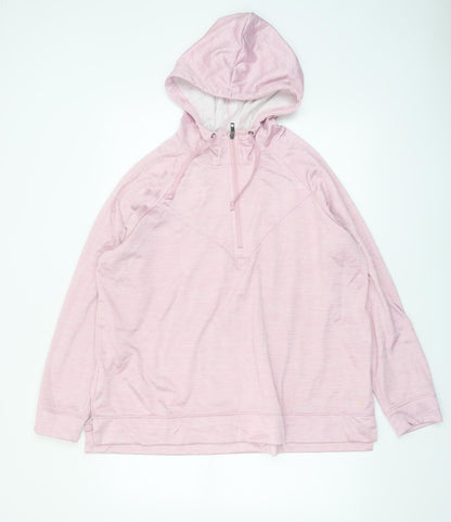 Business Strokes Sport Pink Half Zip Hooded Sweatshirt XL Women's
