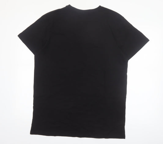 Alphar One Mens Black Crew Neck Short Sleeve Cotton T-Shirt XL