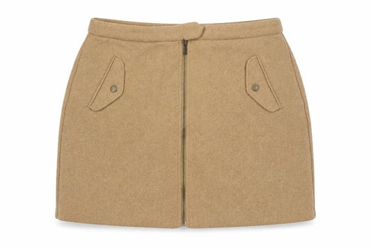 New Look Women's Beige Wool Blend Tweed A-Line Short Skirt Size 16