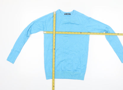 Dunnes Women Blue Crew Neck Long Sleeve Pullover Jumper Size S