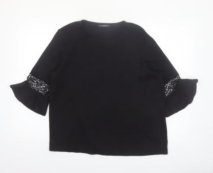 Dunnes Women’s Black Cotton 3/4 Flared Sleeve Blouse Size L
