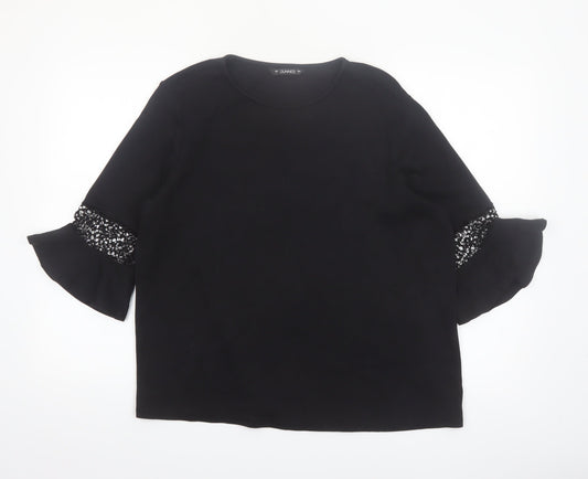 Dunnes Women’s Black Cotton 3/4 Flared Sleeve Blouse Size L