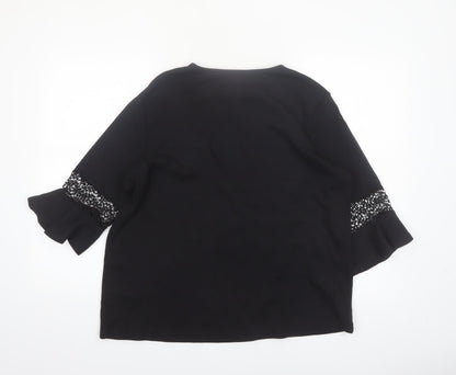 Dunnes Women’s Black Cotton 3/4 Flared Sleeve Blouse Size L
