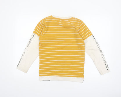 Beckam Boys Yellow Striped Long Sleeve T-Shirt Size 6-7 Years Classic Crew Neck