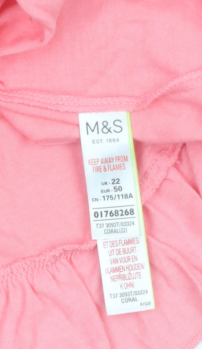 Marks and Spencer Women Pink Ruffle Jersey Nightshirt UK 22