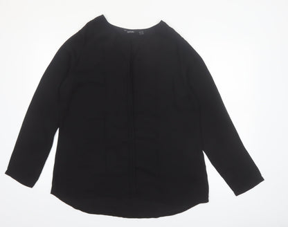 Esmara Women Black Long Sleeve V-Neck Polyester Blouse Size 18