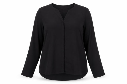 Esmara Women Black Long Sleeve V-Neck Polyester Blouse Size 18