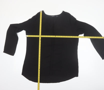 Esmara Women Black Long Sleeve V-Neck Polyester Blouse Size 18