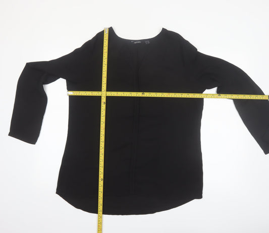 Esmara Women Black Long Sleeve V-Neck Polyester Blouse Size 18