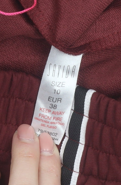 Savida Women Burgundy Wide-Leg Jogger Trousers Size 10