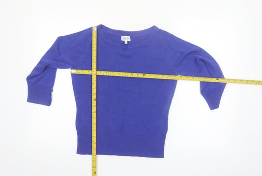 Debenhams Petite Purple Boat Neck 3/4 Sleeve Knit Jumper Size 10