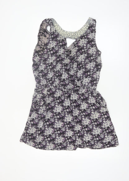 Miss Real Women’s Purple Floral Beaded Skater Dress Size 14