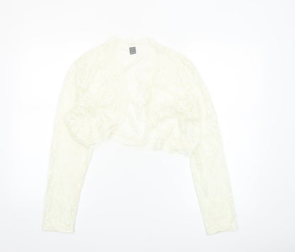 SHEIN Womens Ivory Lace Cropped Bolero Shrug Blouse XL