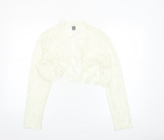 SHEIN Womens Ivory Lace Cropped Bolero Shrug Blouse XL