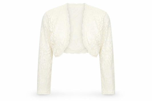 SHEIN Womens Ivory Lace Cropped Bolero Shrug Blouse XL