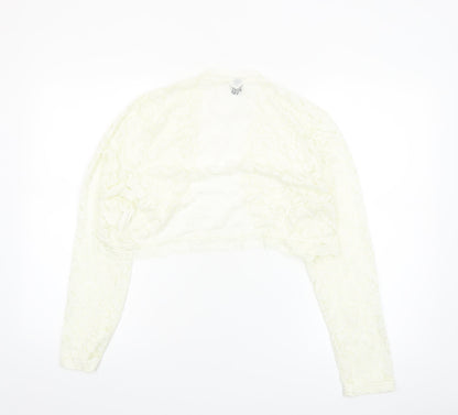 SHEIN Womens Ivory Lace Cropped Bolero Shrug Blouse XL