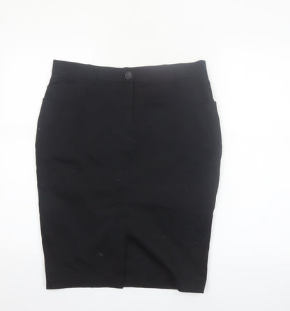 Sasha Womens Black Size 12 Pencil Skirt Cotton Stretch Workwear
