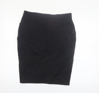 Sasha Womens Black Size 12 Pencil Skirt Cotton Stretch Workwear