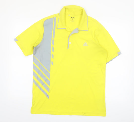 Adidas Golf Men's Yellow Short Sleeve Polo Shirt Size L Adizero Style